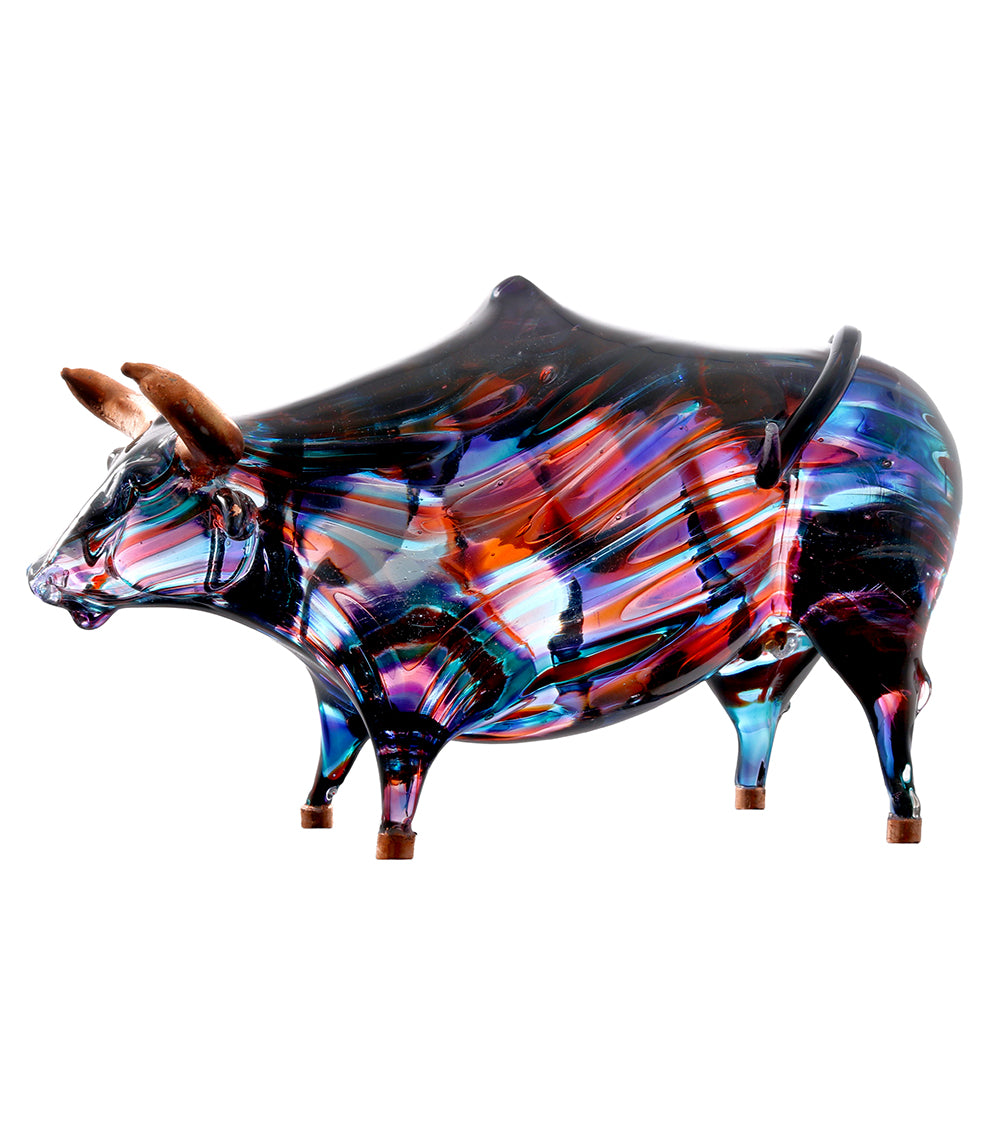 Glass Sculpture "Ethereal Bull" by Ben Silver