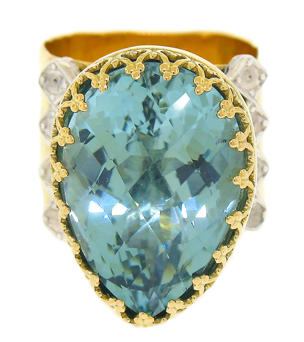 Aquamarine in Gold Ring by Galit