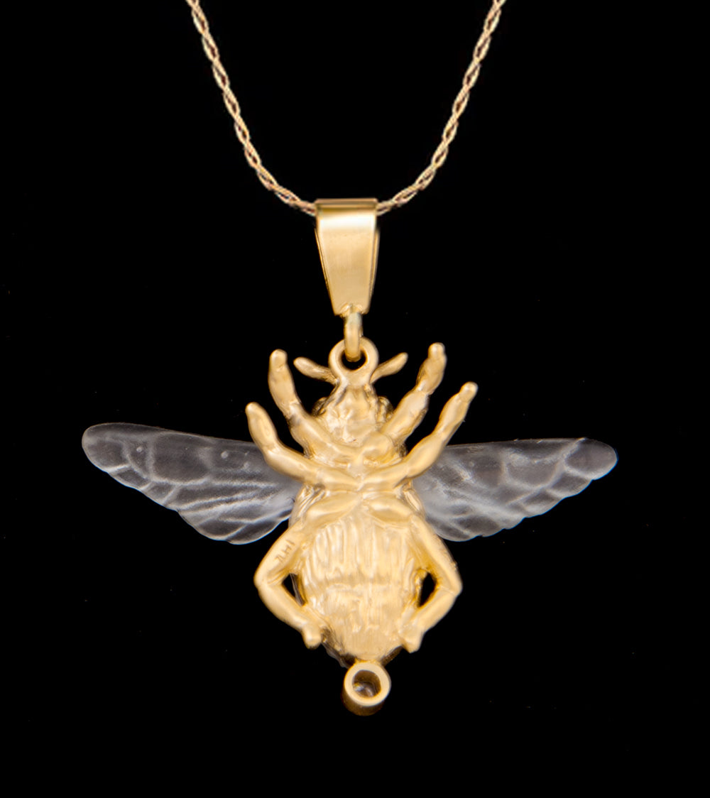 Colgante de abeja hawaiana en oro amarillo de 14 k y diamantes