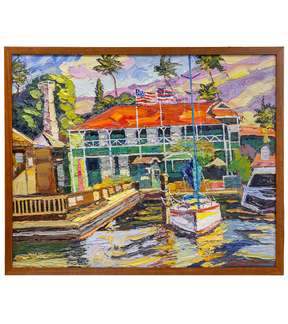 Stars & Stripes over Pioneer Inn, Lahaina by Mark Brown