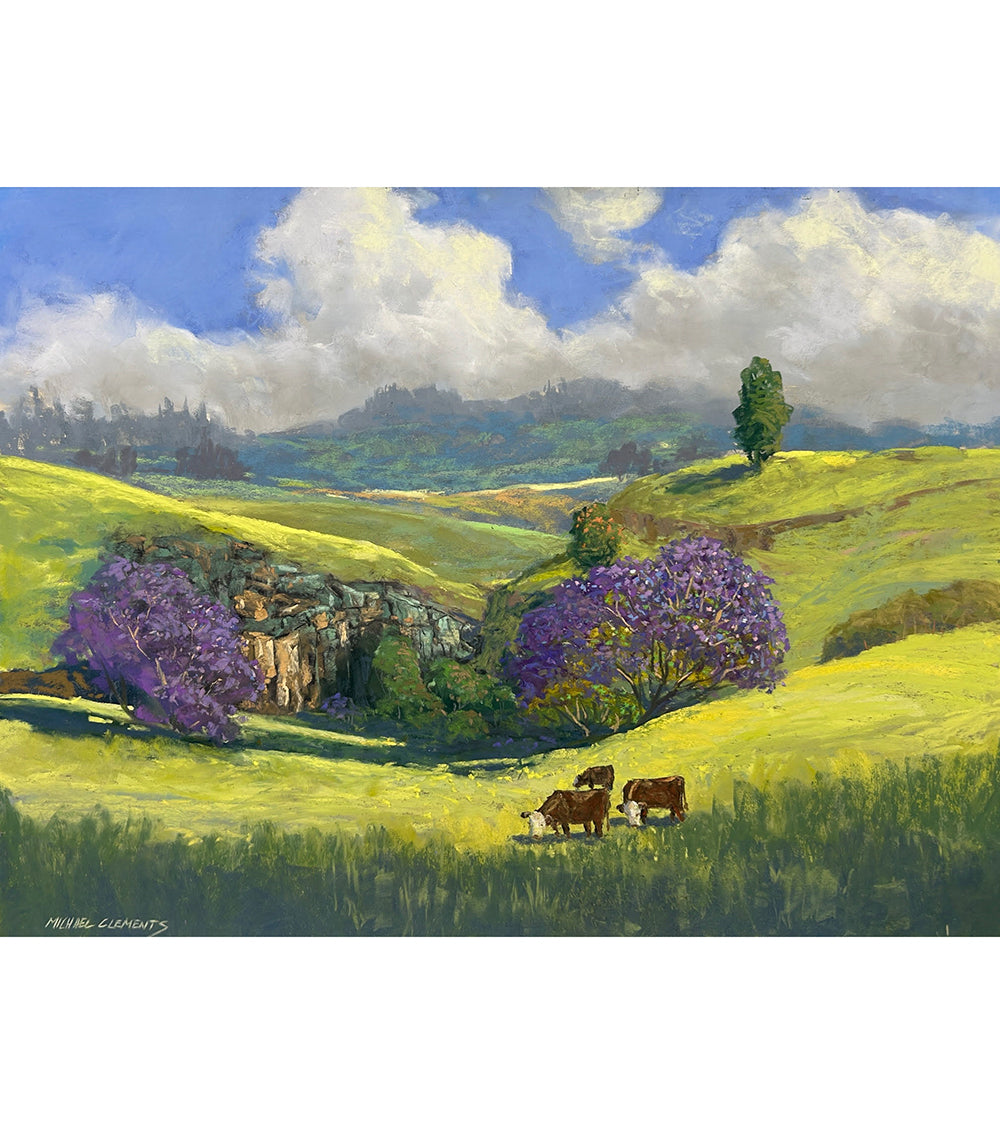 Original Pastel Painting "Haleakala Ranch Cows" by Michael Clements 24x18