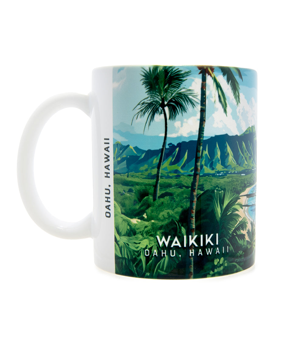 Taza de viaje con arte "Waikiki"