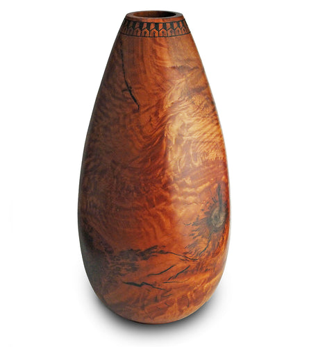 Red Eucalyptus with pyrography Vase 
