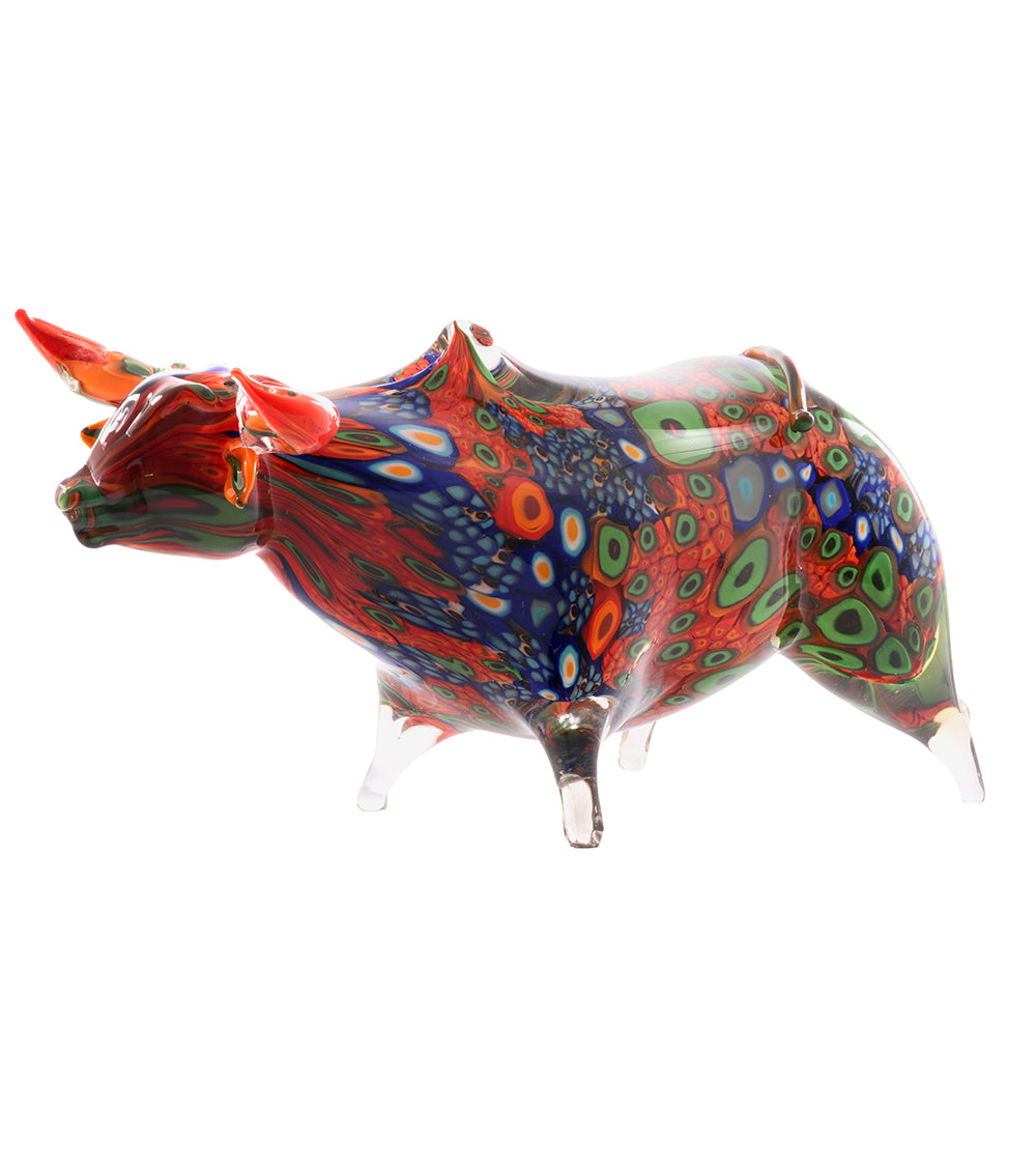Glass Sculpture "Charging Bull" by Ben Silver