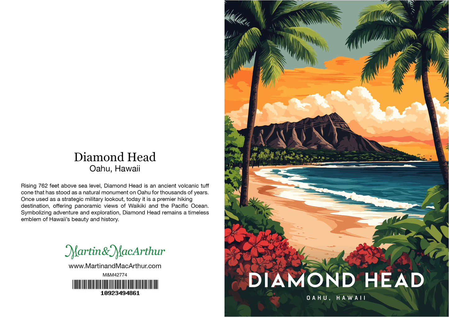 Greeting Card "Diamond Head, Oahu" Hawaii Travel Art