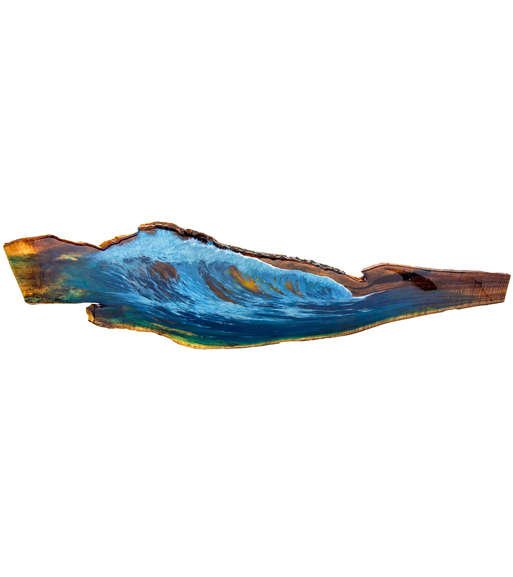 Pintura original sobre koa "Anticipación" de Philip Gagnon 36x9