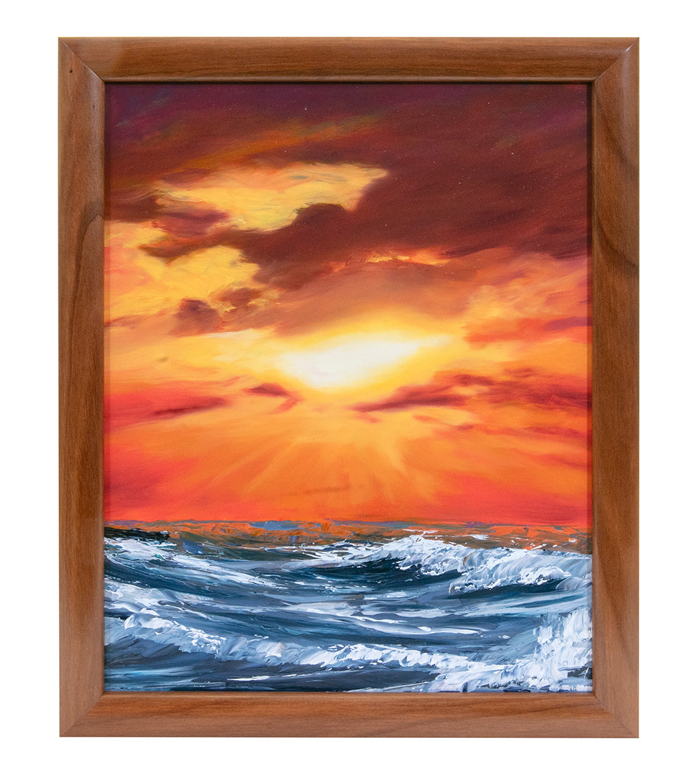 Pintura original "Atardecer en Turtle Bay" de Phillip Gagnon, 28 x 35 cm