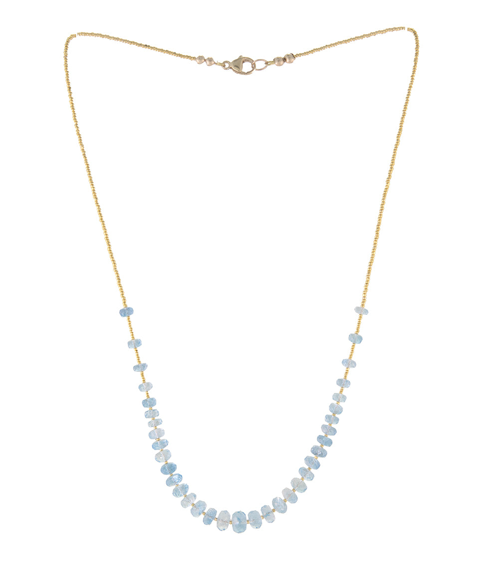 Collar de cuentas facetadas de aguamarina Santa María de Galit