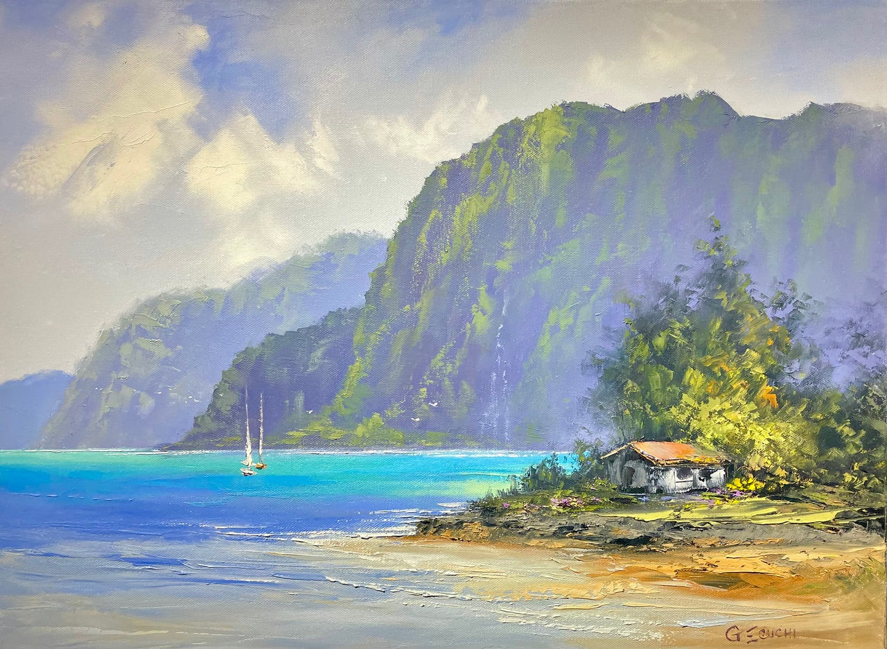 Pintura original: Vida isleña junto al mar de George Eguchi