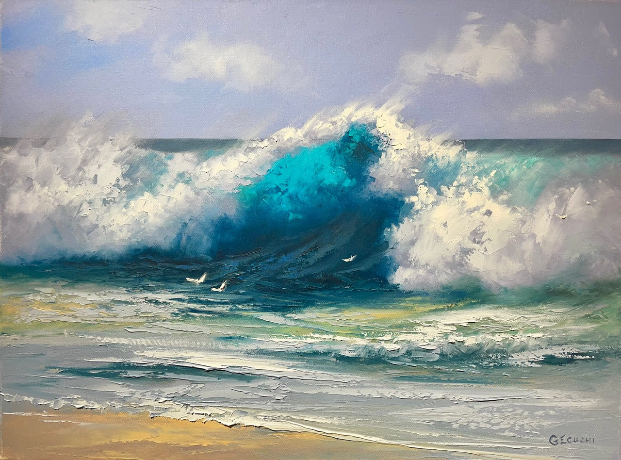 Original Painting: Unfurling Into Turquoise by George Eguchi