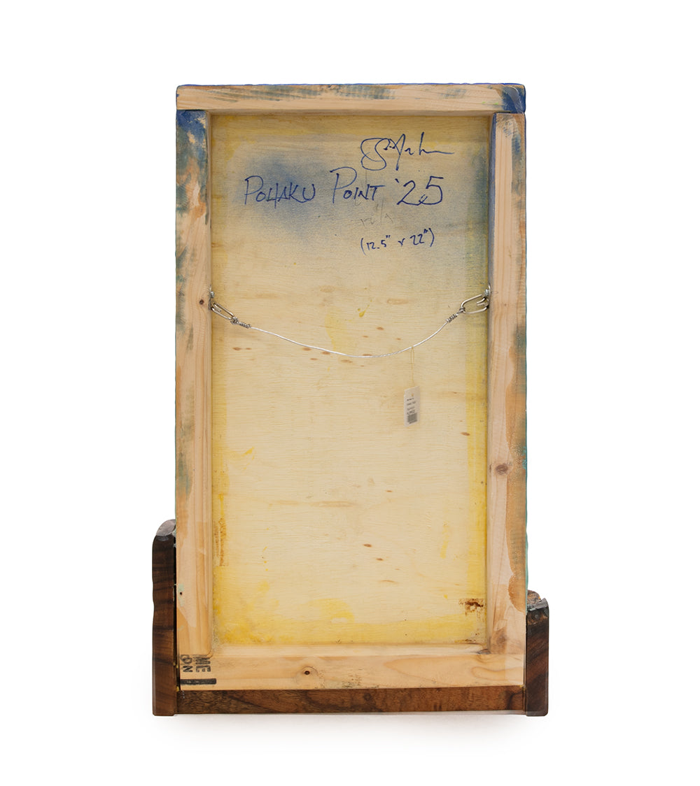 Arte mural de koa/resina "Pohaku Point" de S. Isaac Anderson