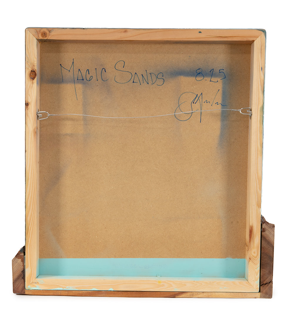 Arte mural de koa/resina "Pohaku Point" de S. Isaac Anderson