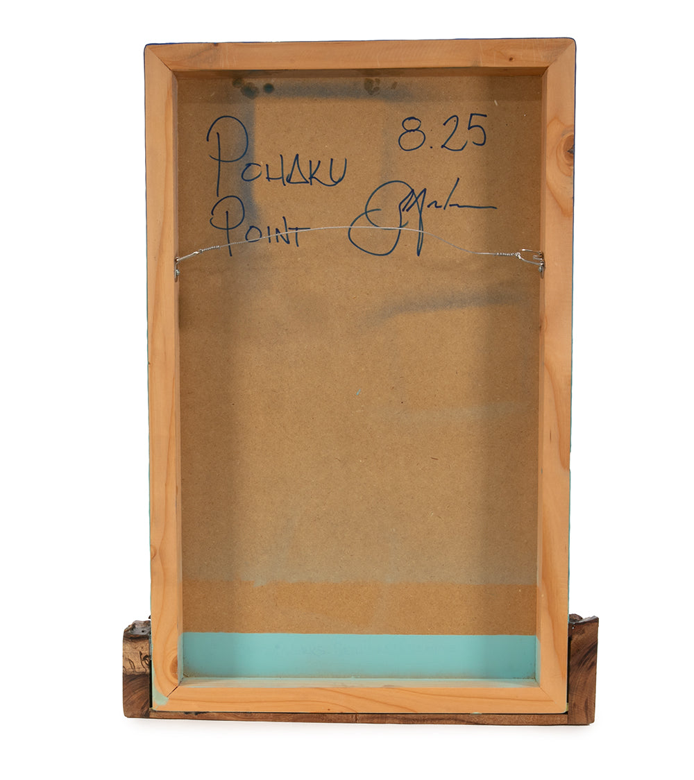 Arte mural de koa/resina "Pohaku Point" de S. Isaac Anderson