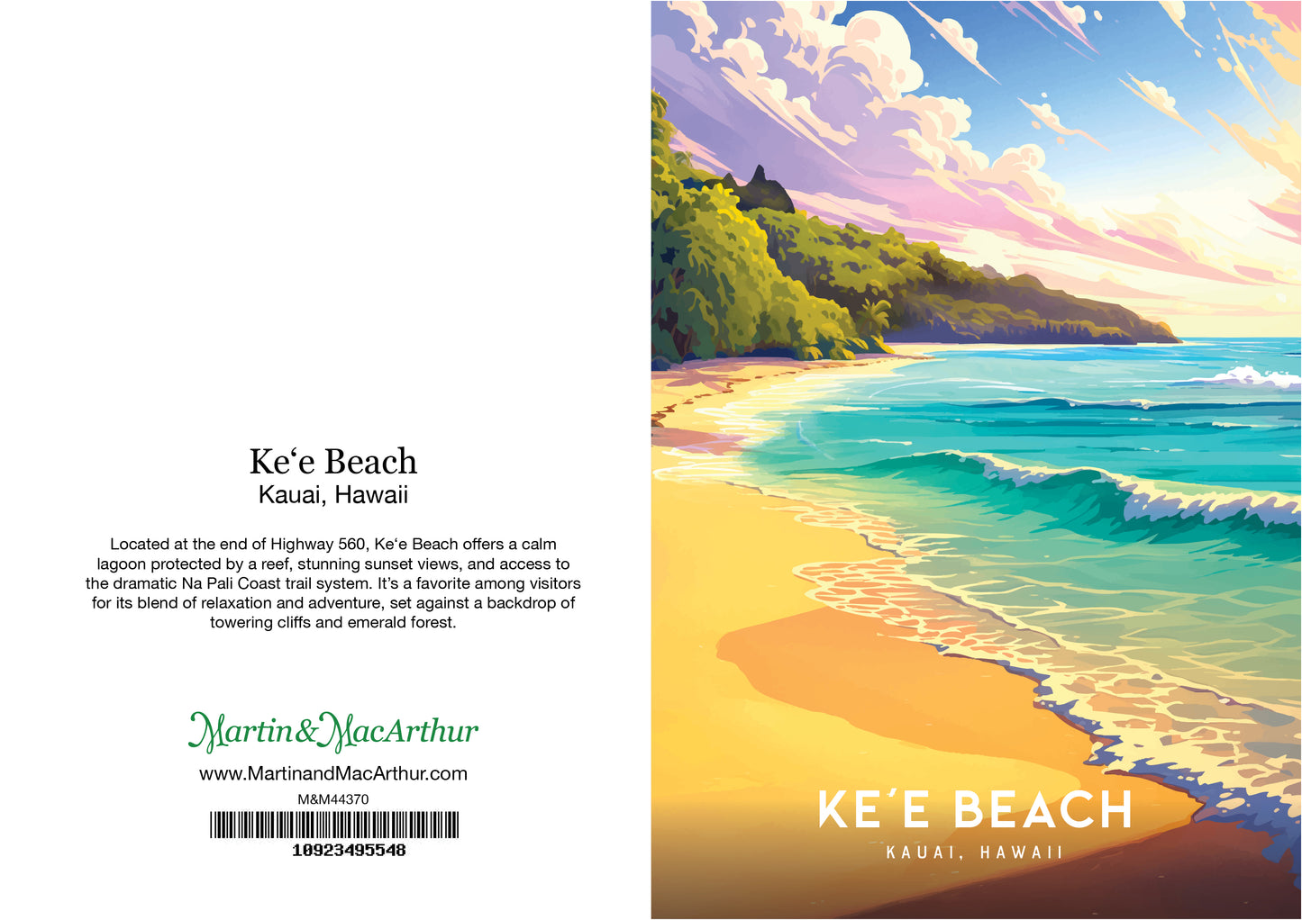 Greeting Card "Keʻe Beach, Kauai" Hawaii Travel Art