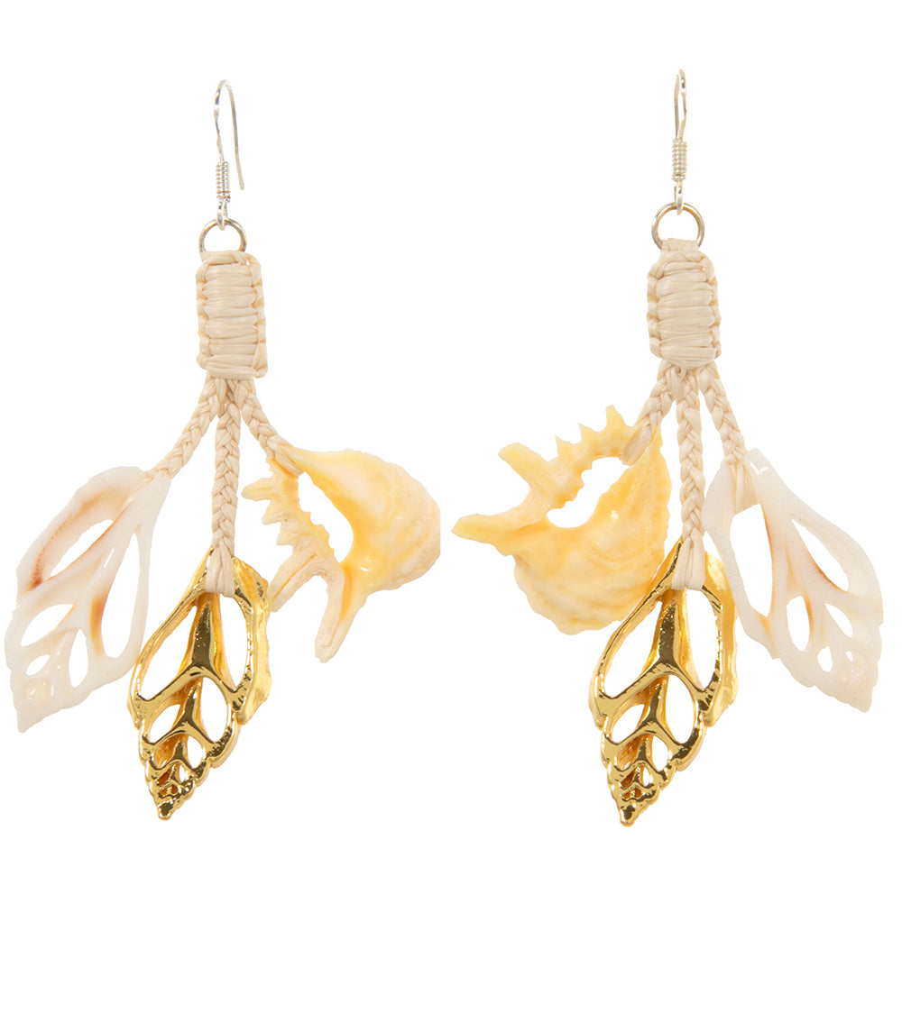 Gold and Sliced Shell Earrings