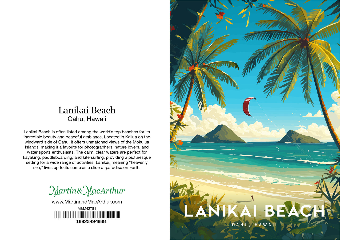 Greeting Card "Lanikai Beach, Oahu" Hawaii Travel Art