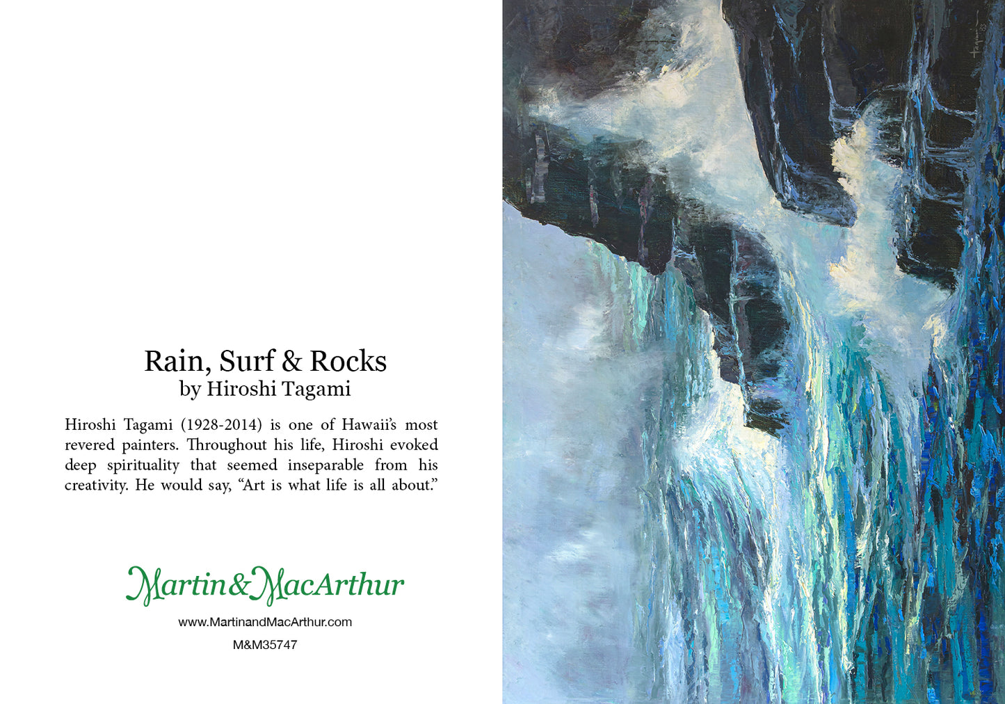 Tarjeta de felicitación "Lluvia, olas y rocas" de Hiroshi Tagami