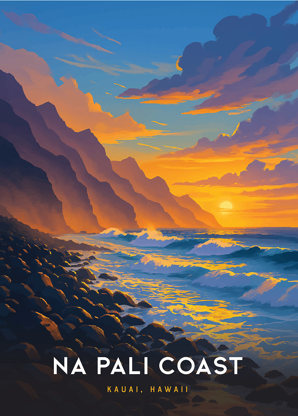"Na Pali Coast" Hawaii Travel Art Jigsaw Puzzle