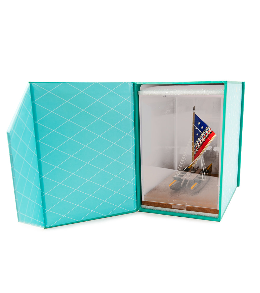 Koa 6”L Canoe “Samoan Double-Hull" by Francis Pimmel