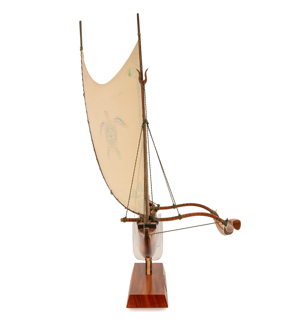 Koa 18" Canoe "Opelu Honu & Mara Face" by Francis Pimmel