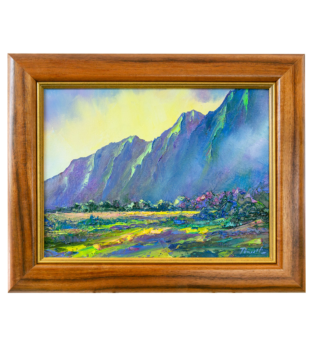 Original Painting: Koʻolau Spring 3/25 by Michael Powell in Koa Frame 14x11