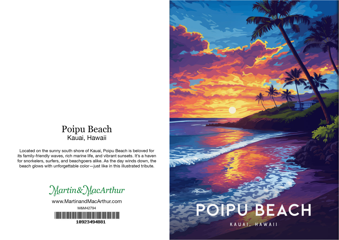 Greeting Card "Poipu Beach, Kauai" Hawaii Travel Art