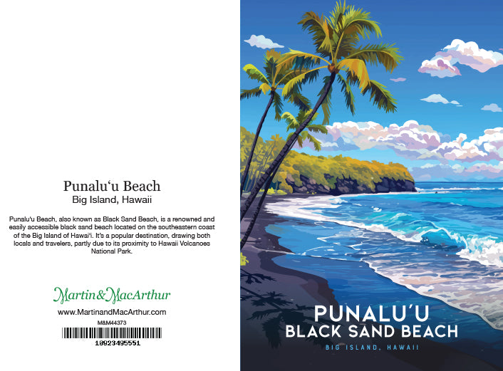 Greeting Card "Punaluʻu Beach, Big Island" Hawaii Travel Art