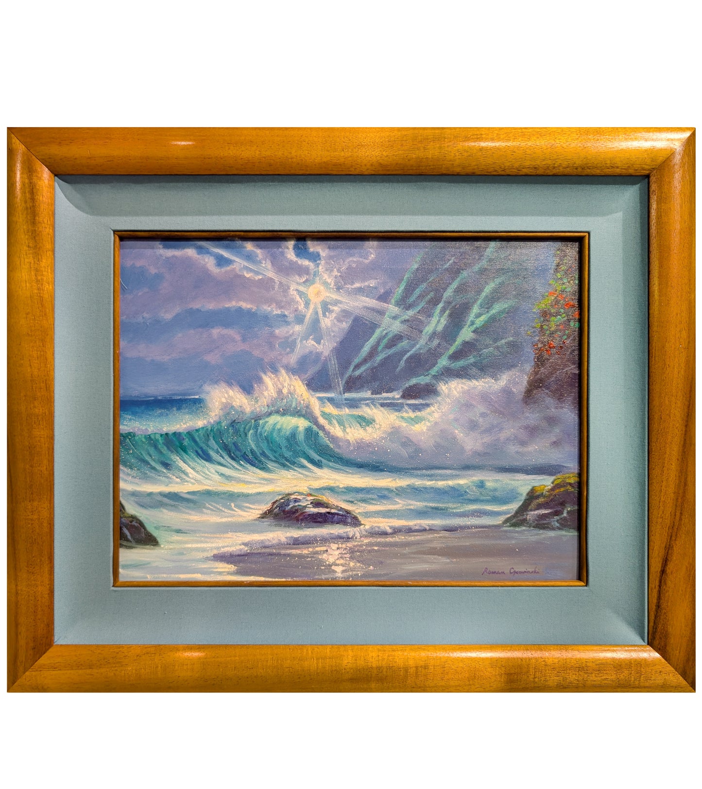 Cliffs of Hawaii/Moonlight by Roman Czerwinski, Framed