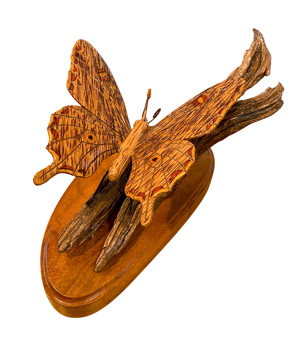 Koa Wood Sculpture "Swallowtail Butterfly #45" by Craig Nichols