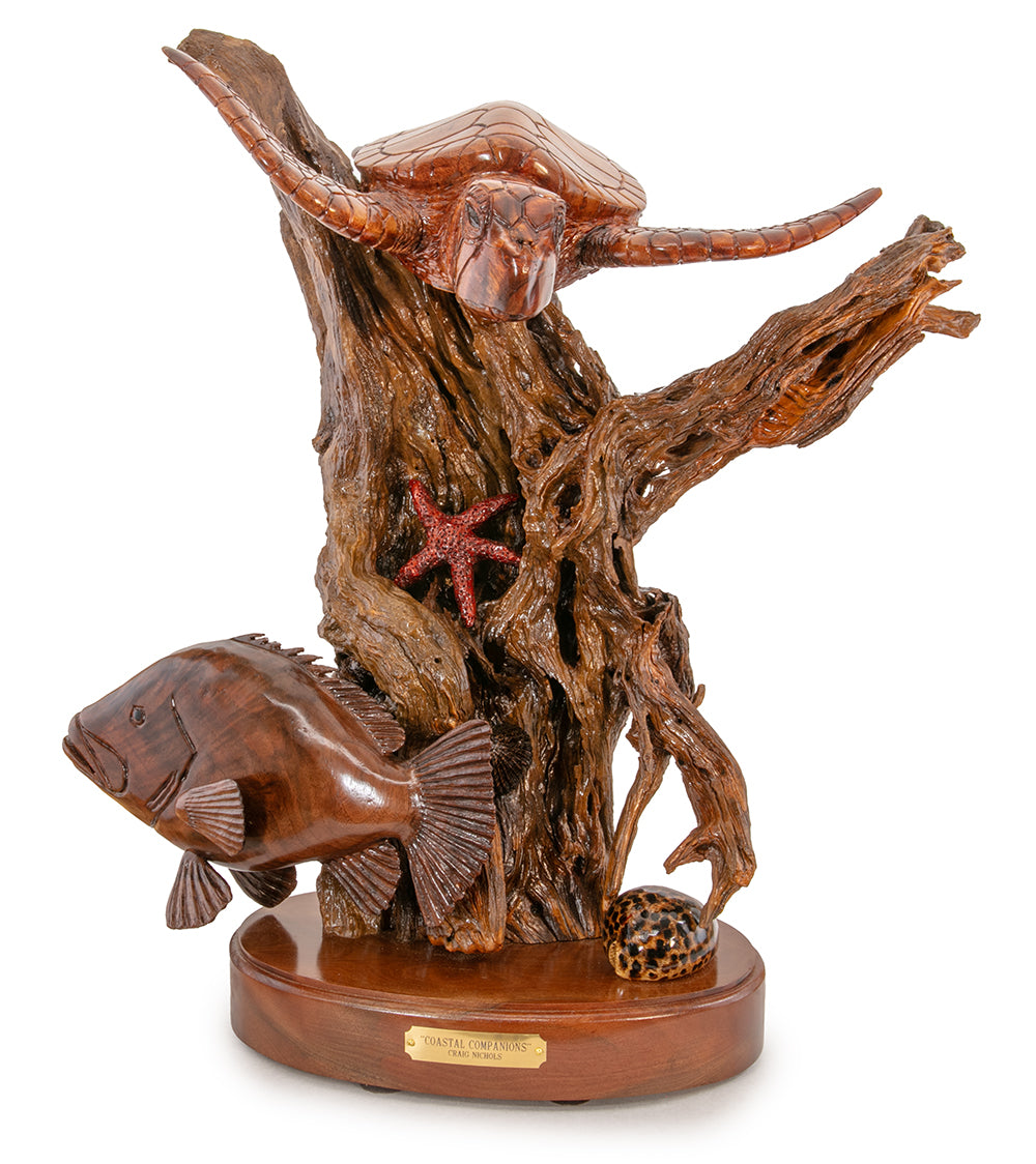 Koa Wood Sculpture "Coastal Companions" by Craig Nichols