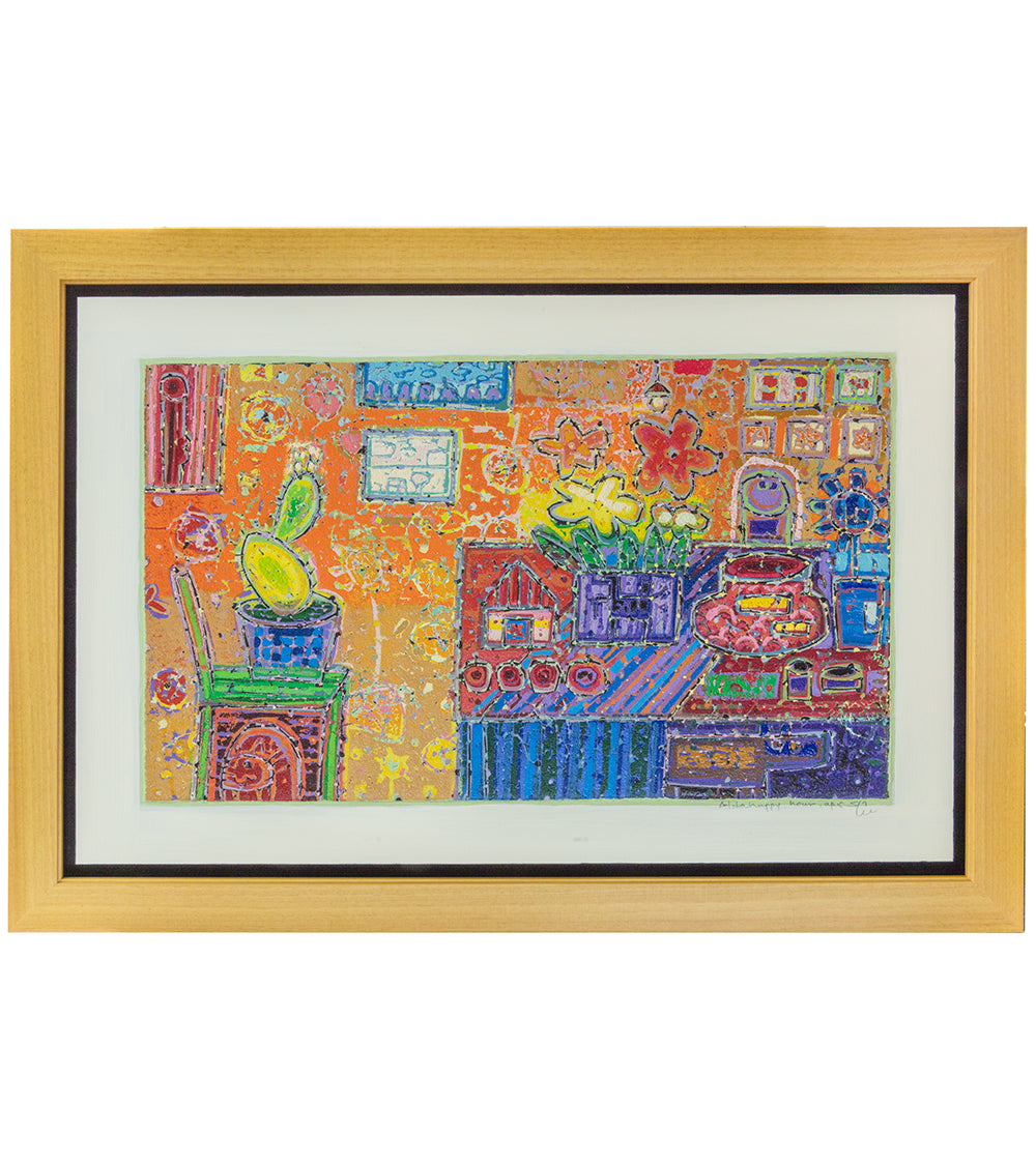 Pintura original en xilografía "Aloha Happy" de Seung Lee