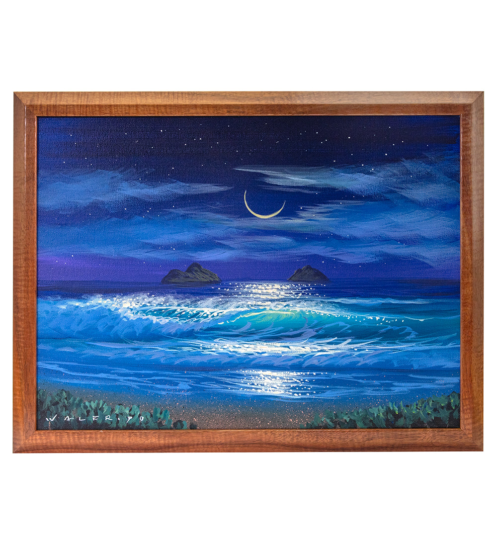 Pintura original: Acrílico: Luna Plateada Lanikai de Walfrido García