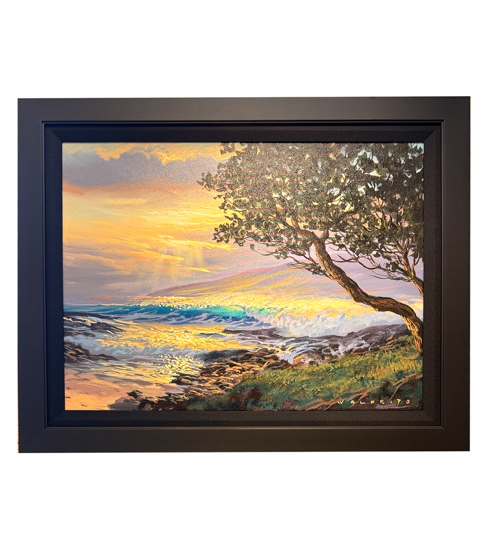 Pintura original: Acrílico: Paisaje marino de luna llena de Walfrido García