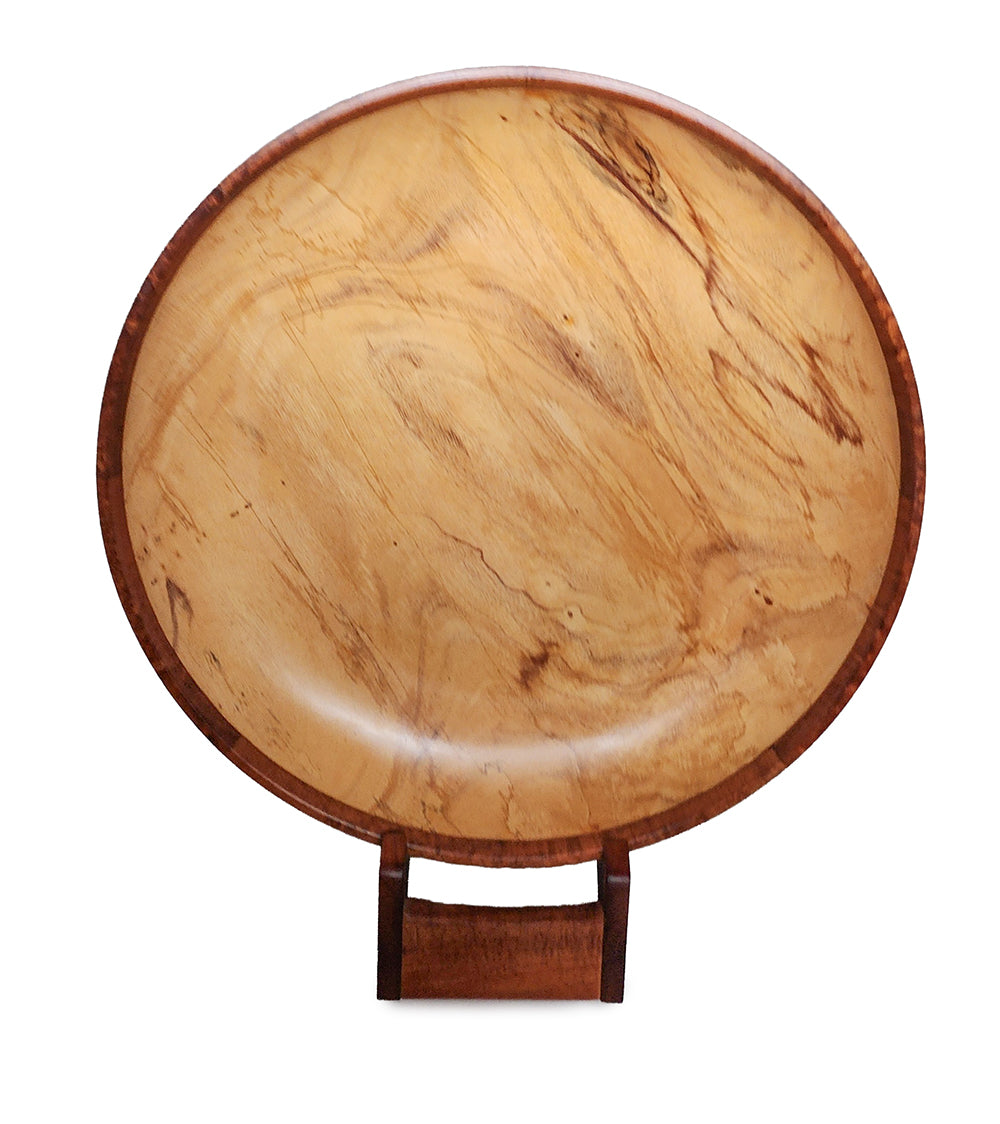 Tamarind Wood with Koa Rimmed Platter and Koa stand by Wayne Omura - WAYN46575C