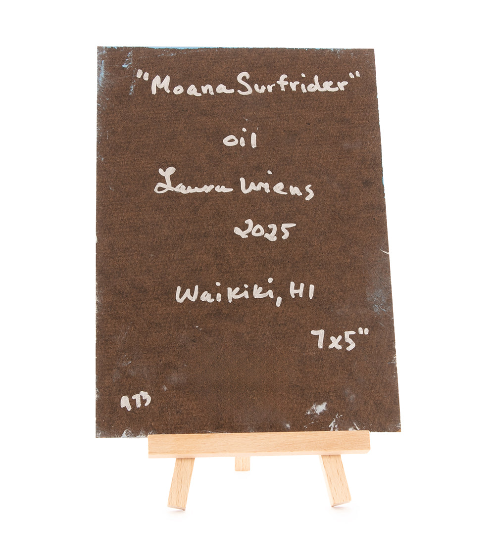 Original Oil Painting "Moana Surfrider 973" with Table-top Easel by Laura Wiens