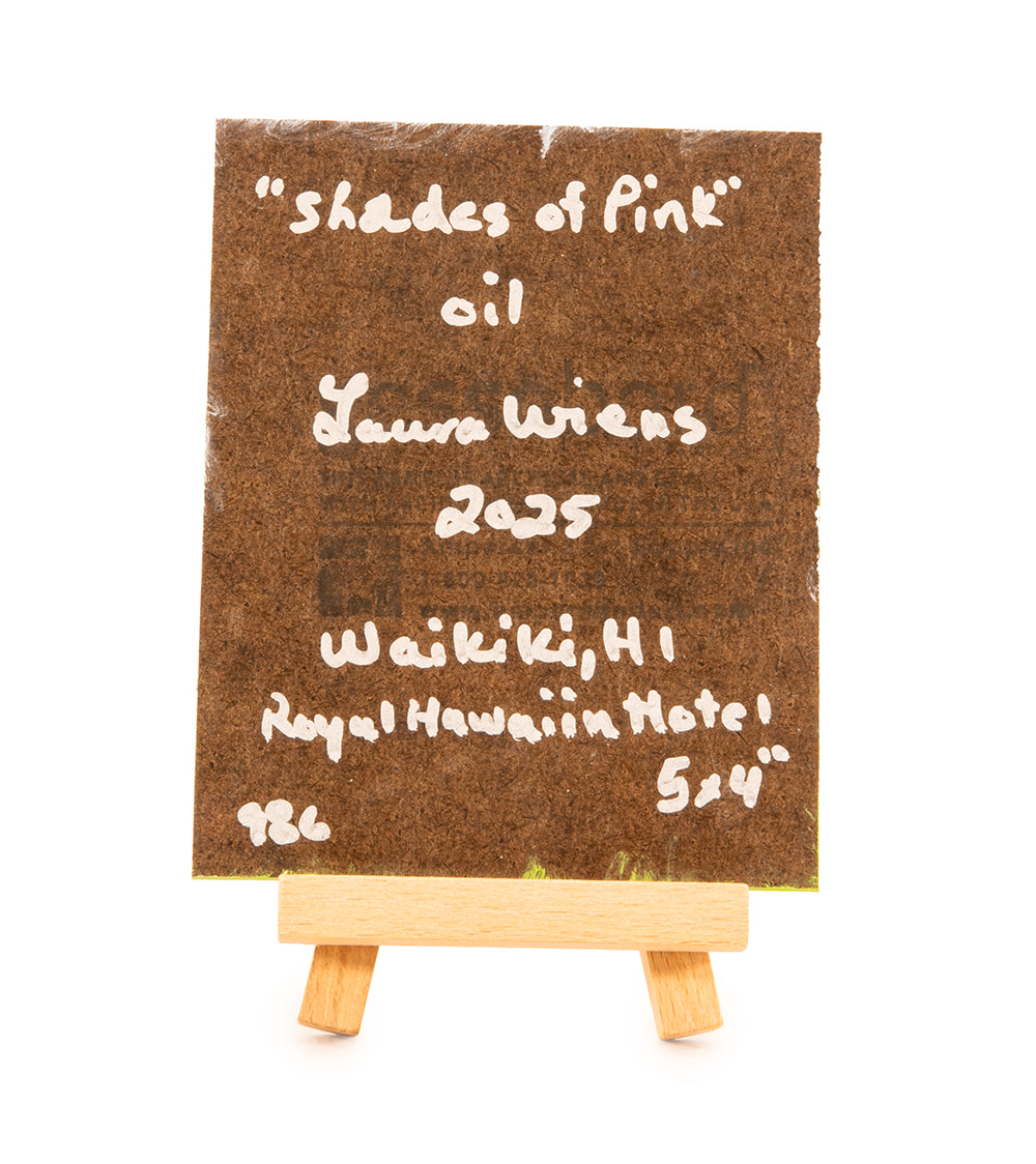 Original Oil Painting "Shades of Pink 986" with Table-top Easel by Laura Wiens