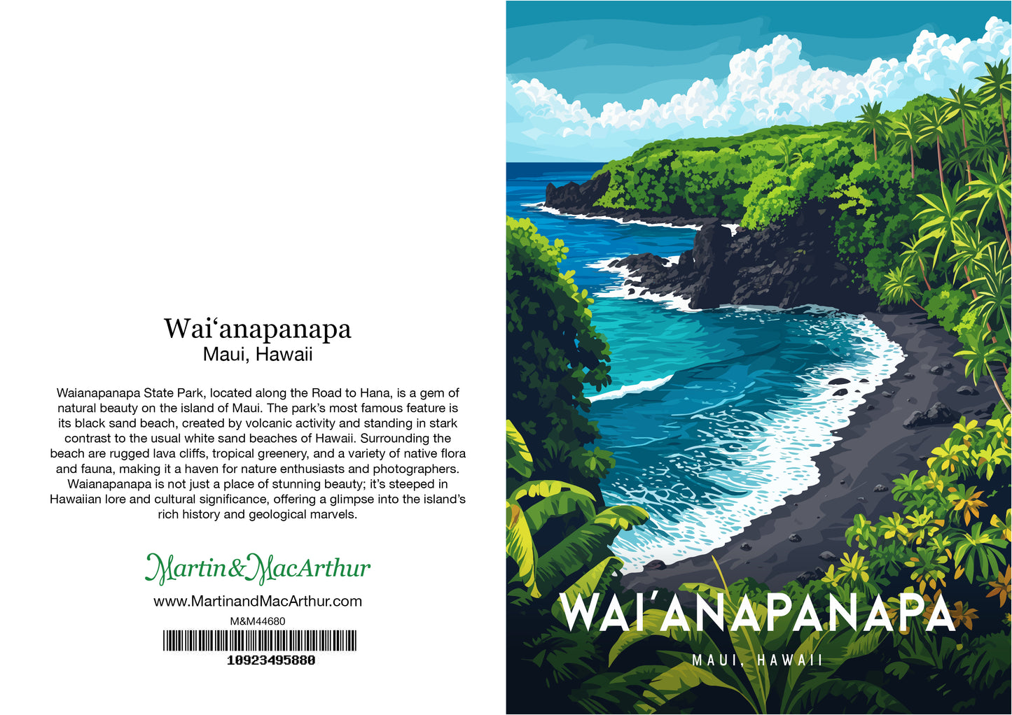 Greeting Card "Waiʻanapanapa, Maui" Hawaii Travel Art