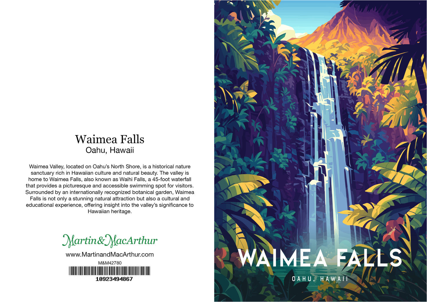Greeting Card "Waimea Falls, Oahu" Hawaii Travel Art