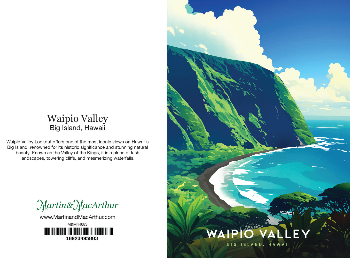 Greeting Card "Waipio Valley, Big Island" Hawaii Travel Art