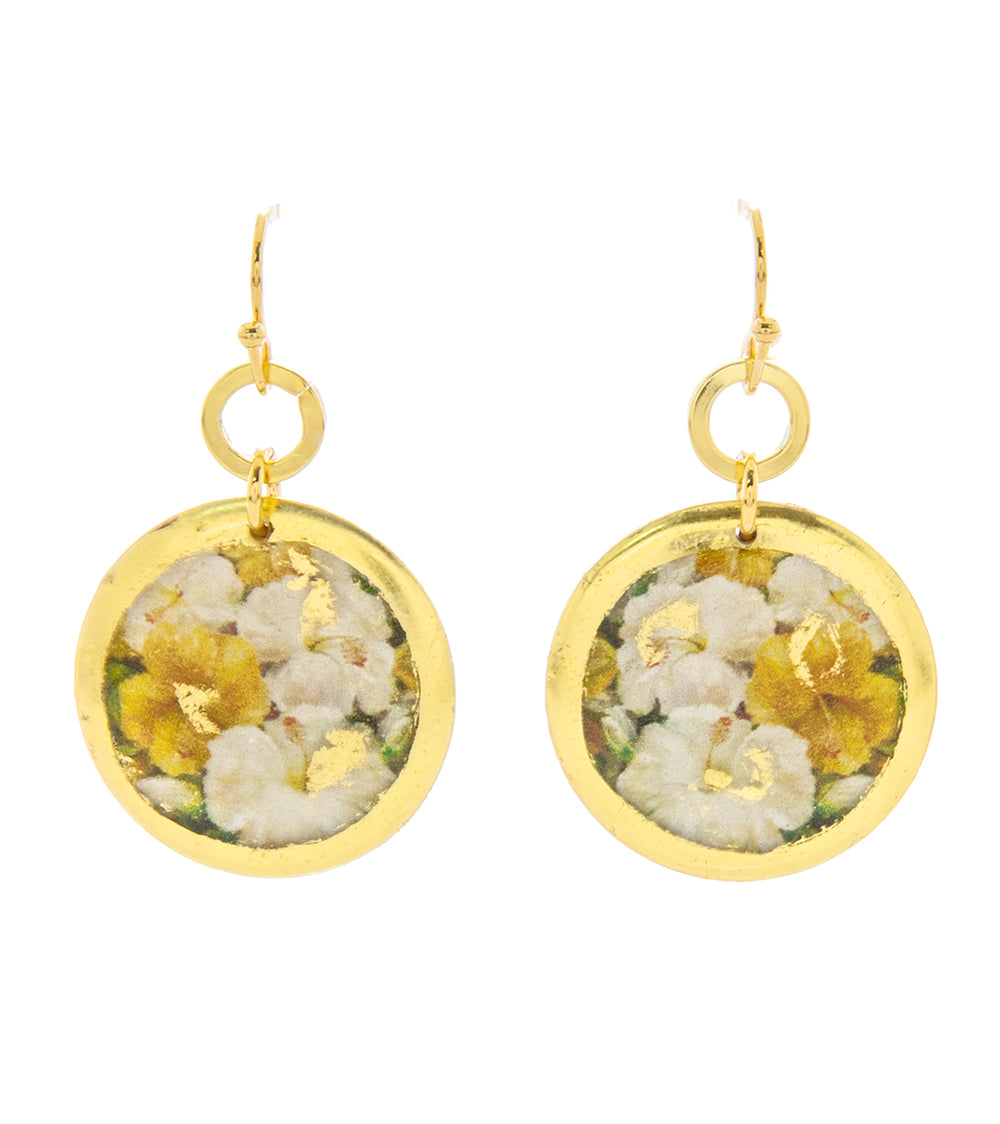 Pendientes de disco "Hibiscus" de Eva Makk