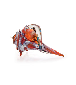 Glass Sculpture "Mini Conch Shell - Coral" by Ben Silver