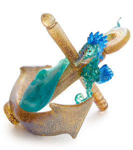 Glass Sculpture "Anchor with Seahorse" by Ben Silver