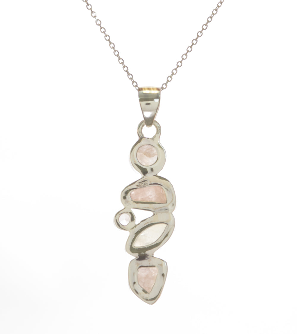 Rose Quartz, Morganite, & Rainbow Moonstone Pendant - BOBB36131+M&M37477