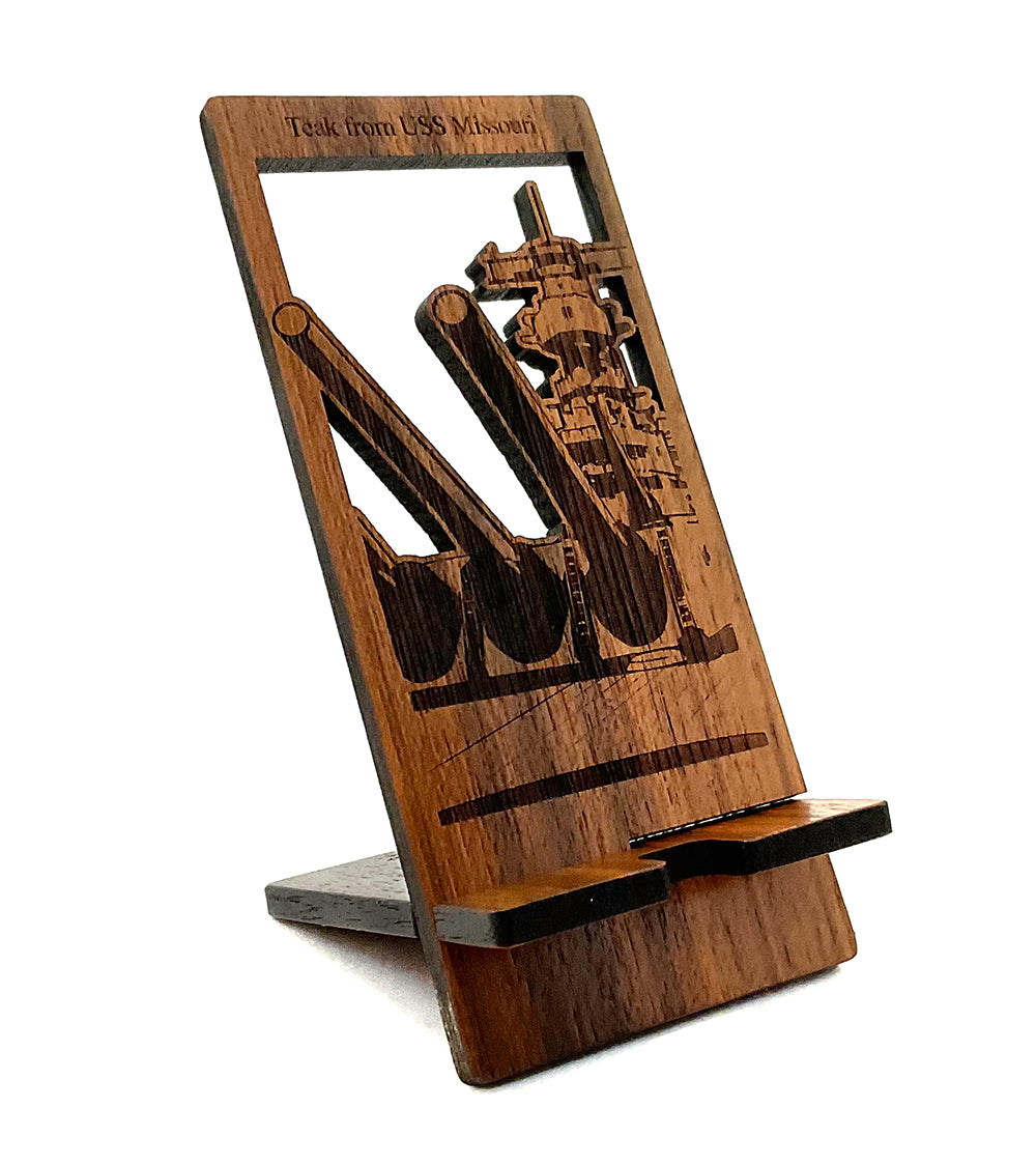 USS Missouri Teak Mobile Phone Chair, Big Guns