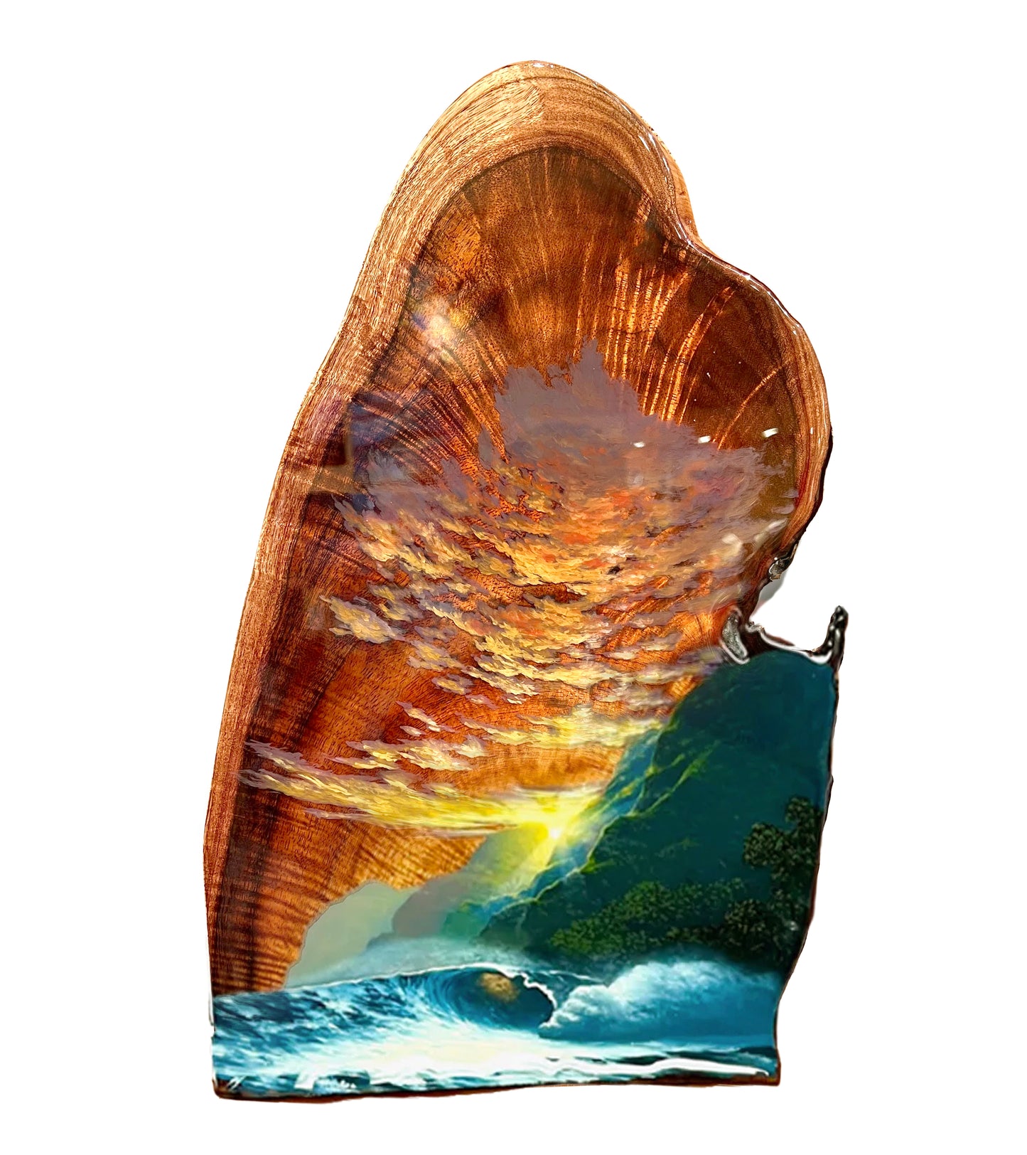 Pintura original sobre koa "Beso matutino hawaiano" de Philip Gagnon, 10 x 18