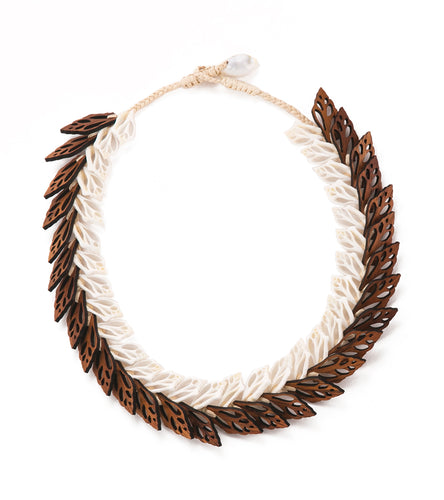 Double Layer Shells with Koa Necklace - 53480