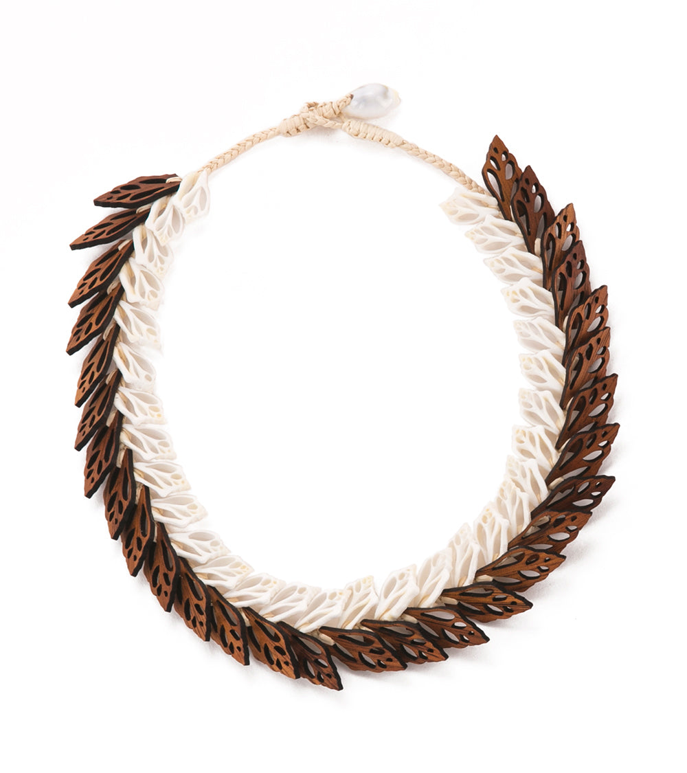 Double Layer Shells with Koa Necklace - 53480