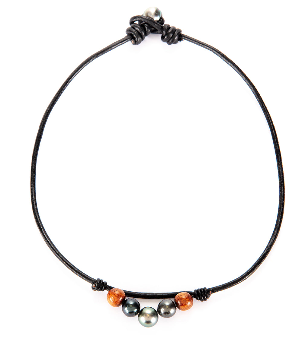 Tahitian Pearl Koa Black Leather Necklace – Martin & MacArthur
