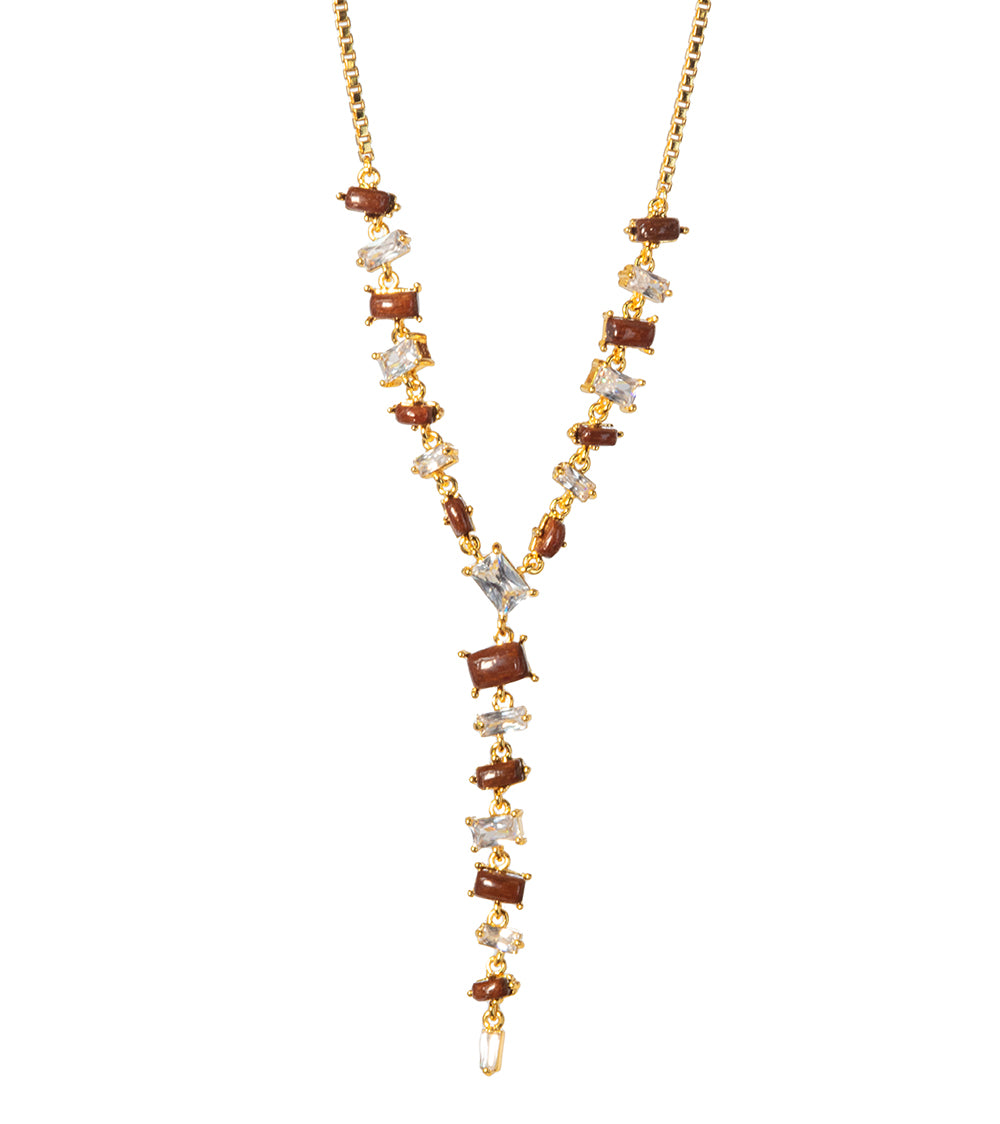 Collar de circonita cúbica Koa bañado en oro de 14 k