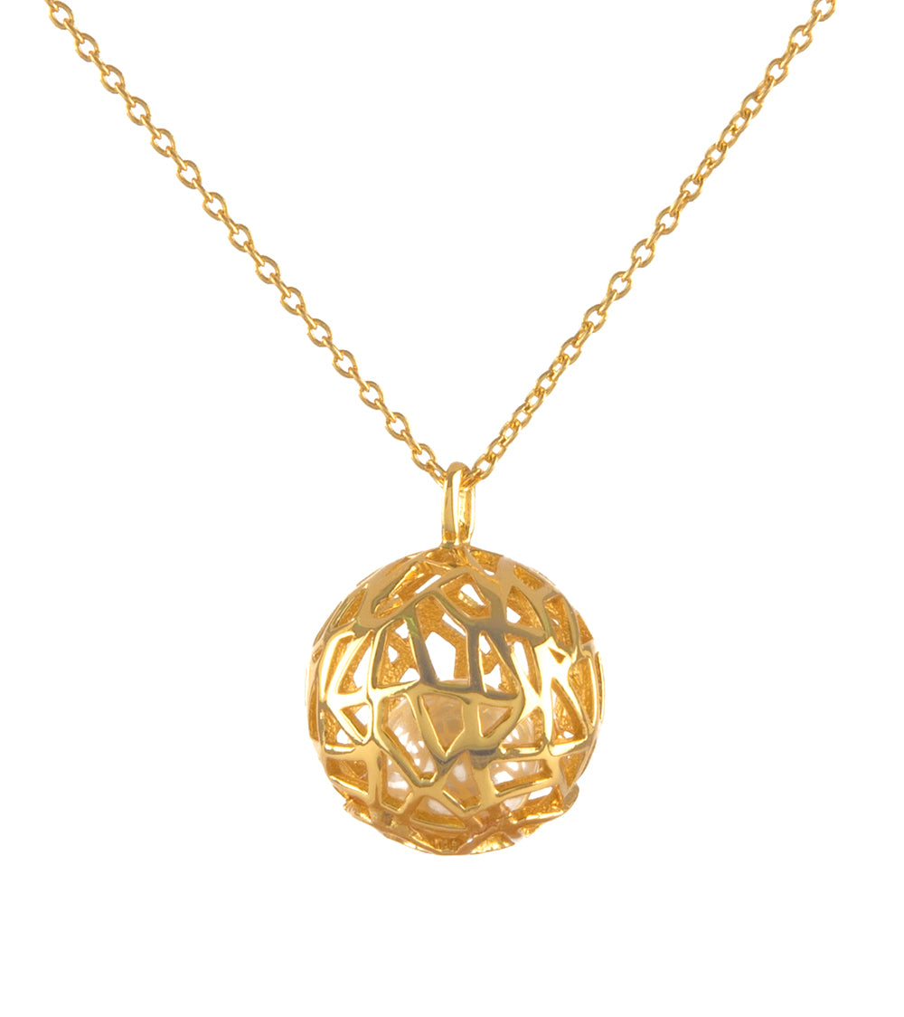 フキラウ球と真珠のネックレス